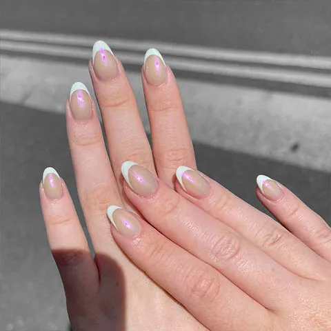 Almond nails with a fine pastel French tip